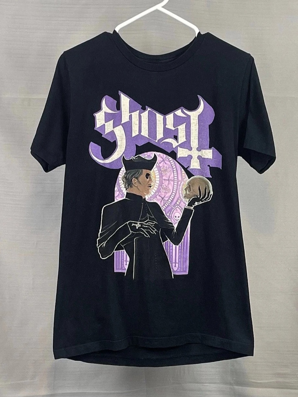 Ghost Band Papa Emeritus Skull Purple Graphic T-Shirt